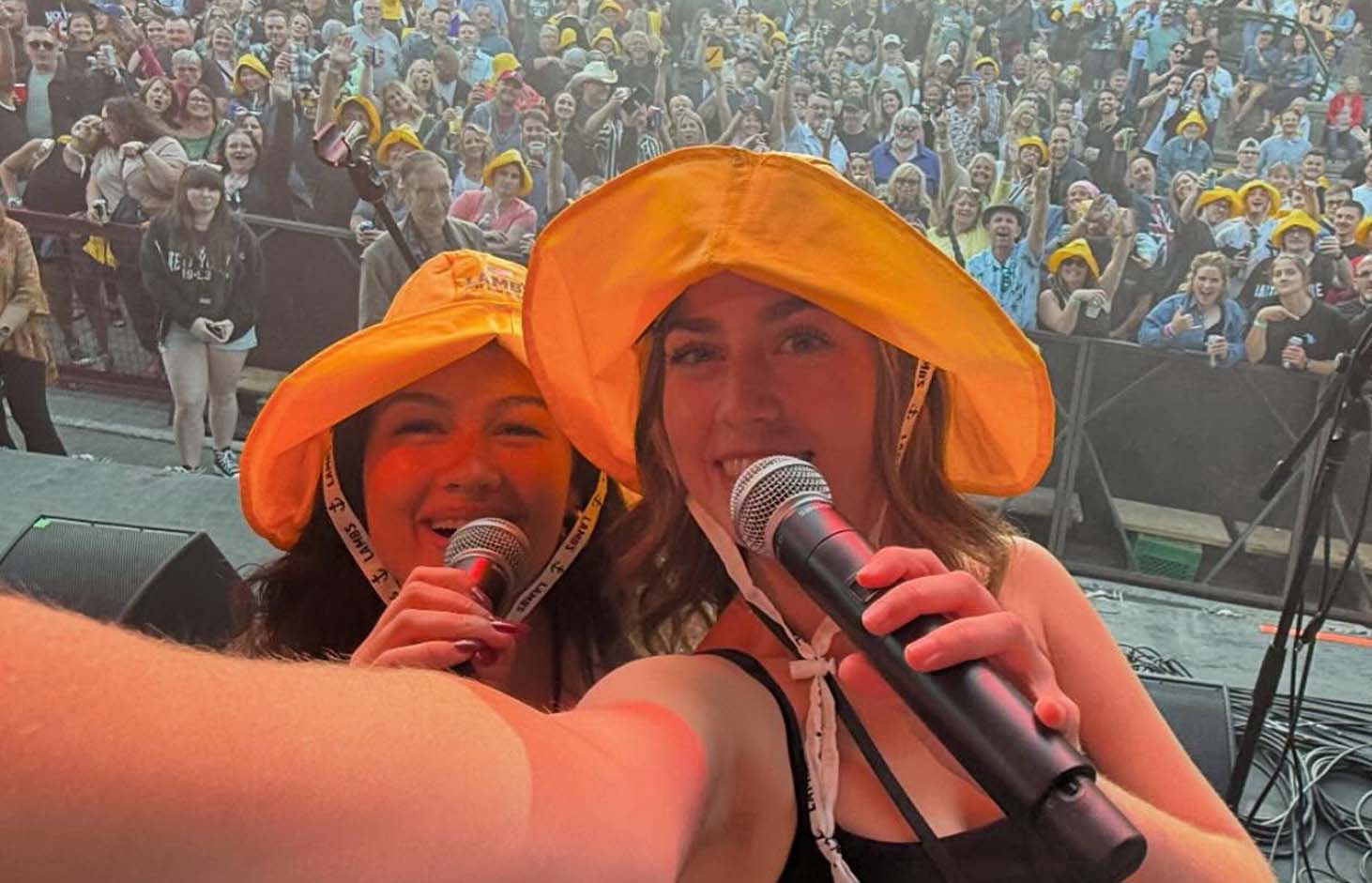 Lamb's Rum Co. sou'wester hats worn at a live event
