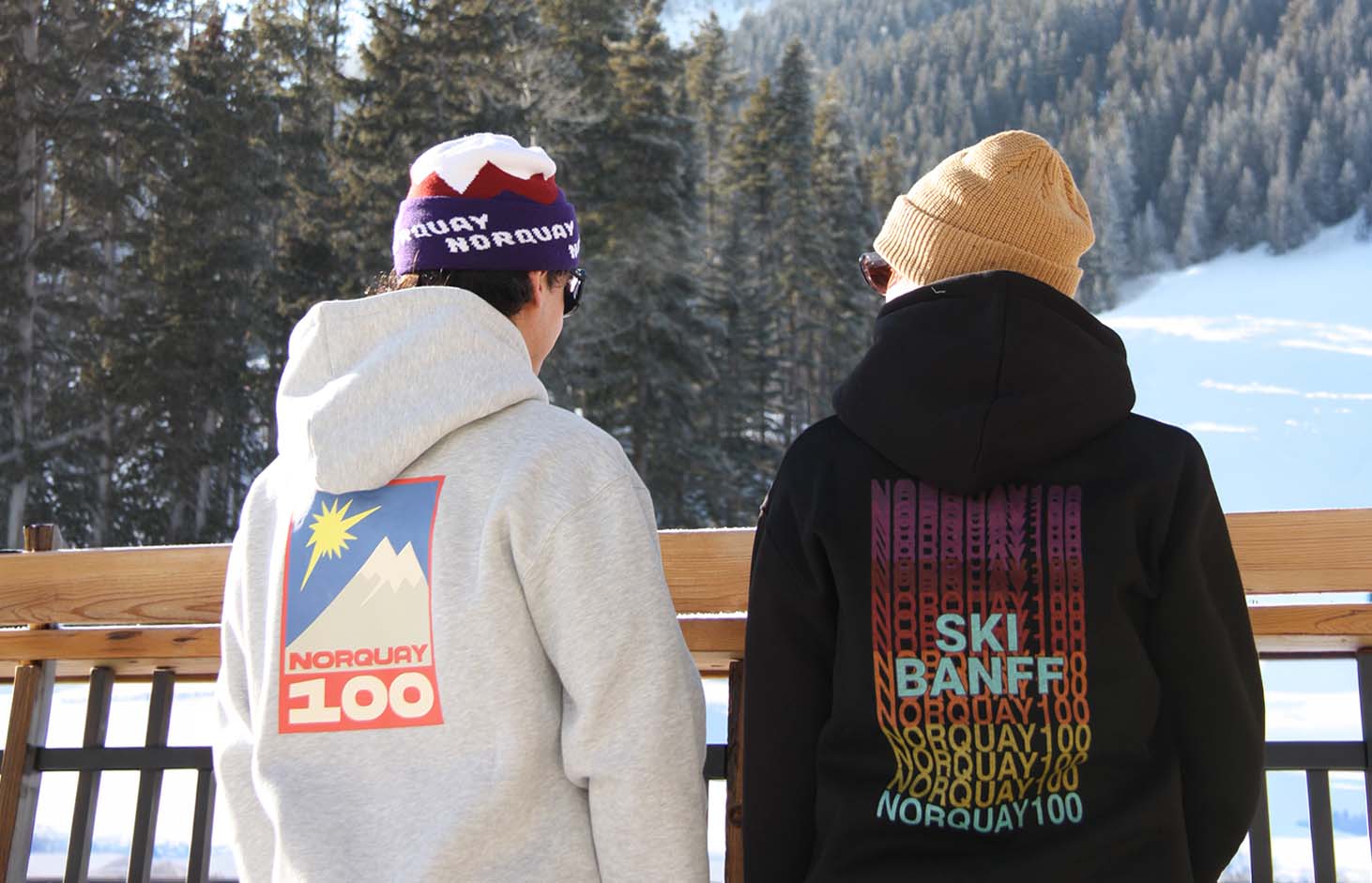Mount Norquay beanies worn on the ski hill